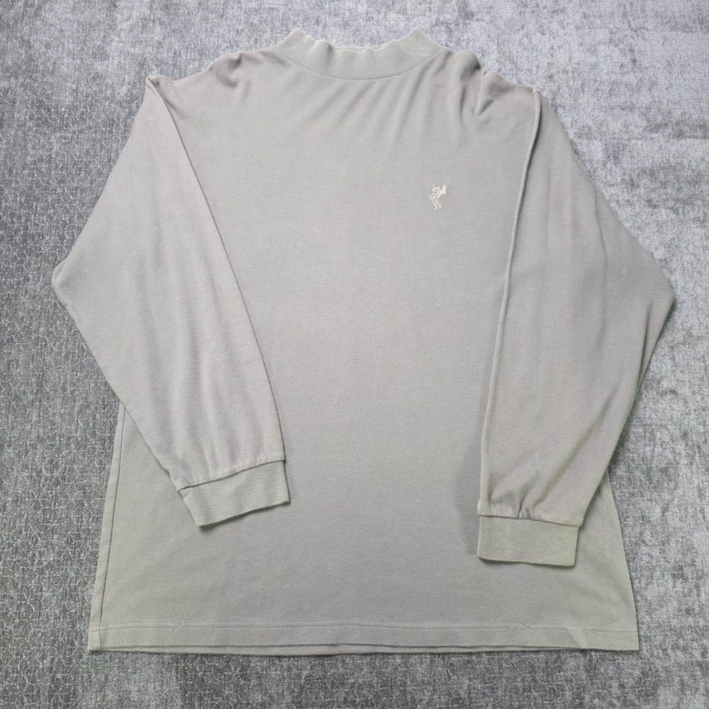 Vtg Ashworth Mock Neck T Shirt Mens XL Gray Long Sleeve Golf Preppy Made Canada